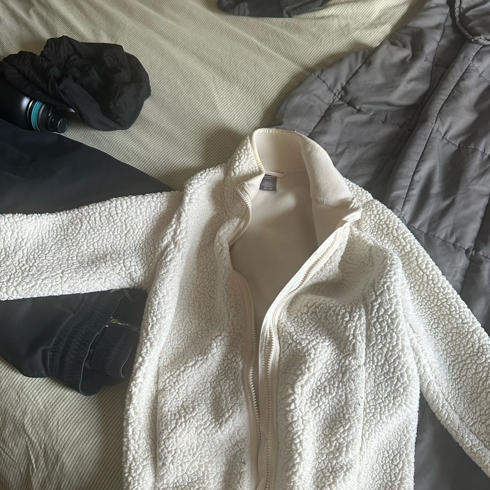 Joe Fresh Cream Teddy Jacket Cozy Textured Style jacket
